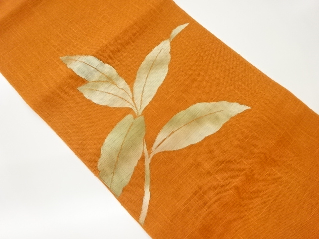 JAPANESE NAGOYA OBI FOR SUMMER / TSUMUGI / WOVEN LEAVES